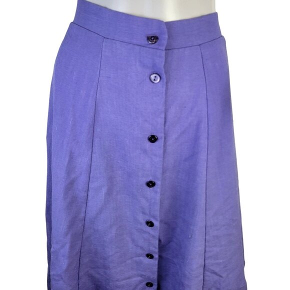 Vintage 70s Midi Skirt Women Plus Size 16 Purple Button Front A-line Formal Fall - Picture 2 of 14